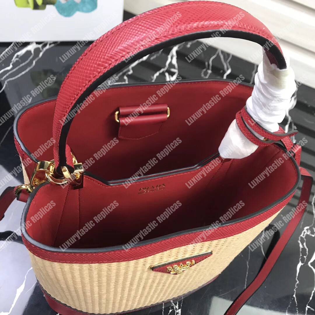 Pra*a panier medium straw bag red