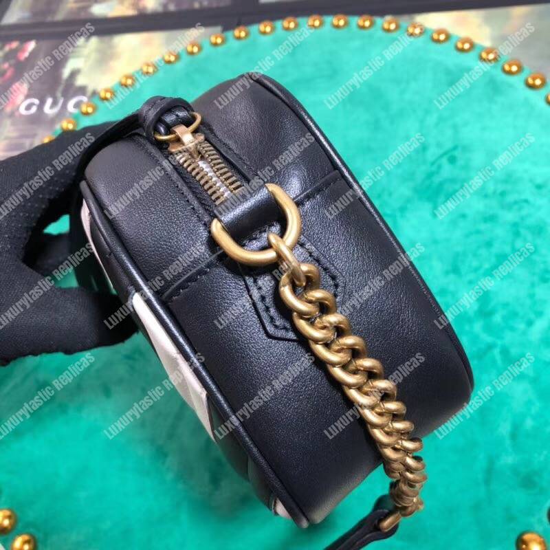 G*u*i gg marmont small matelassé shoulder bag black and white