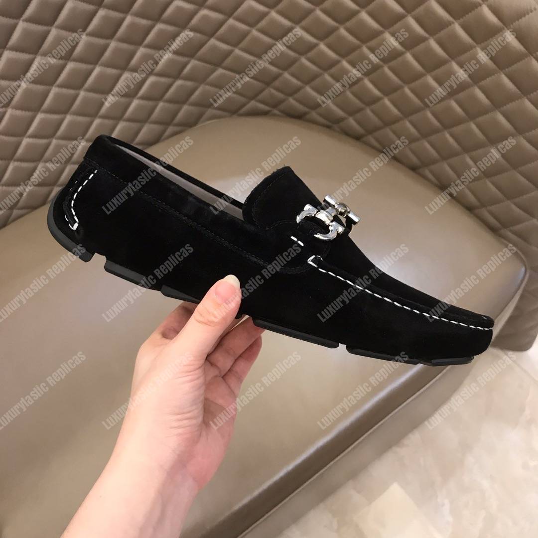 Salvatore Ferragamo Gancini Driving Shoe Black