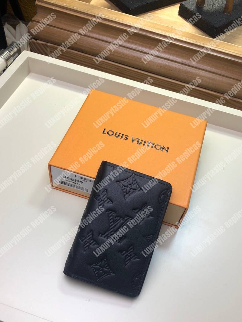 LV Pocket Organizer Taurillon Leather Noir