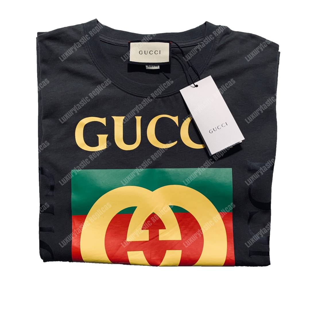G*u*i cotton t-shirt vintage G*u*i logo black