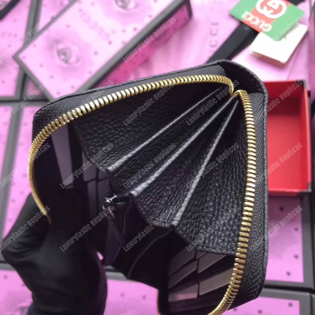 G*u*i leather zip around wallet with bosco in black
