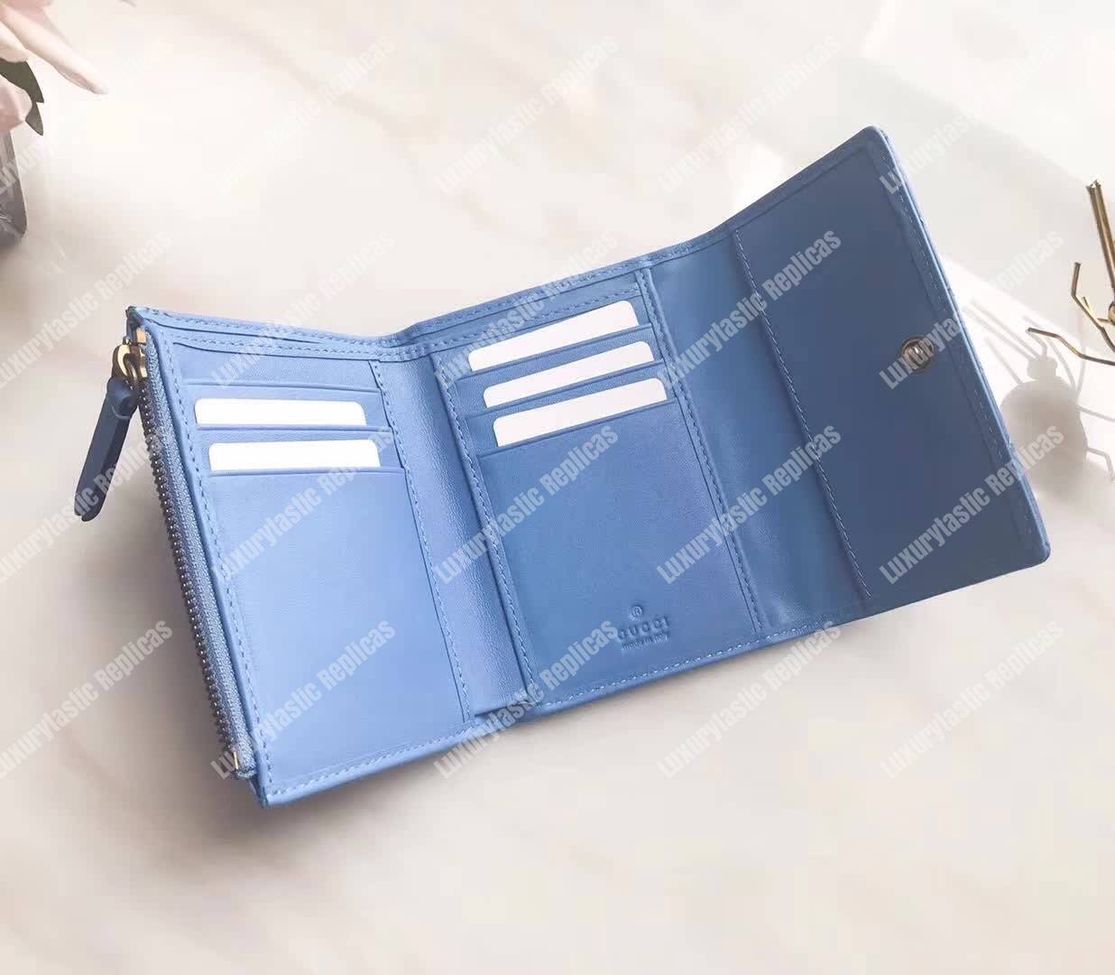 G*u*i gg marmont matelassé wallet light blue