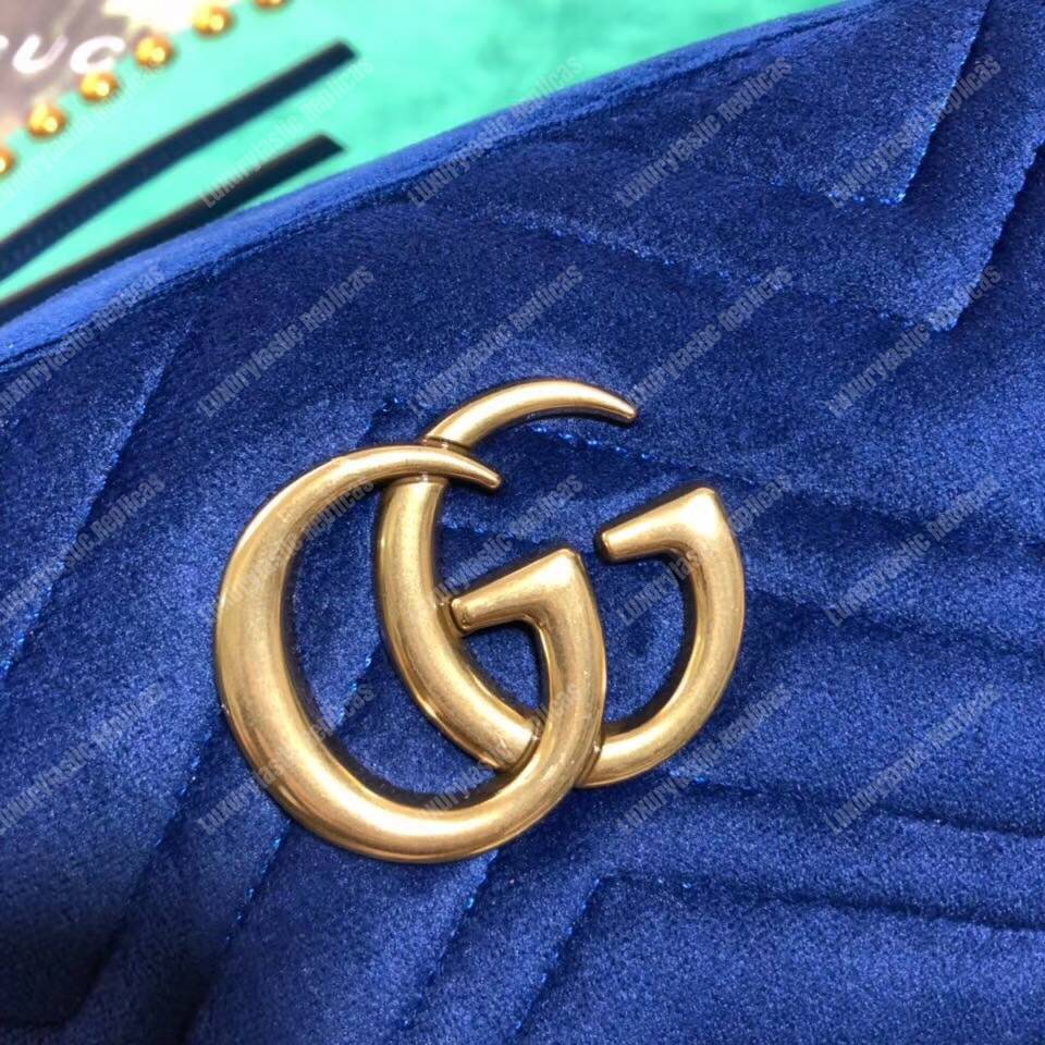 G*u*i gg marmont velvet small shoulder bag blue
