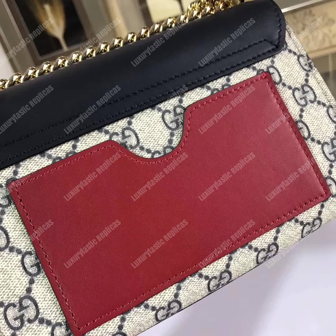 G*u*i padlock small gg shoulder bag black/red