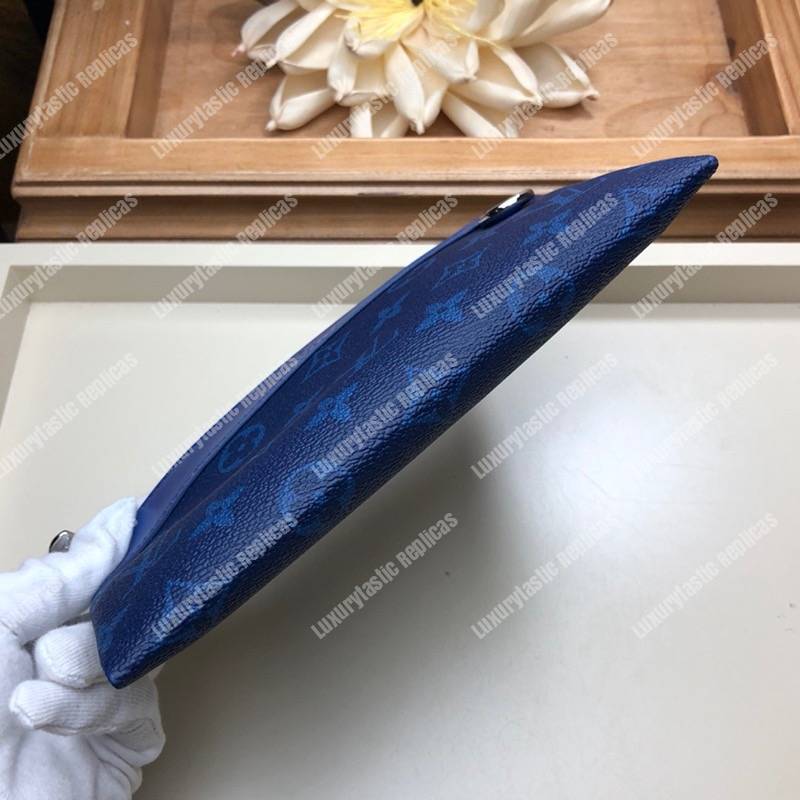 LV Discover Pochette K45 Taiga Monogram Navy Blue