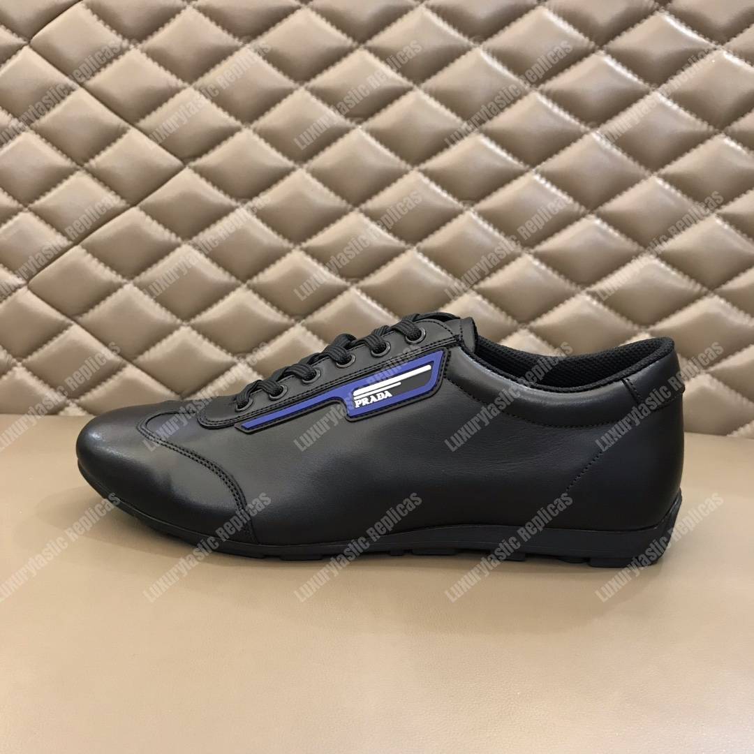 Pra*a nappa leather sneakers black/blue