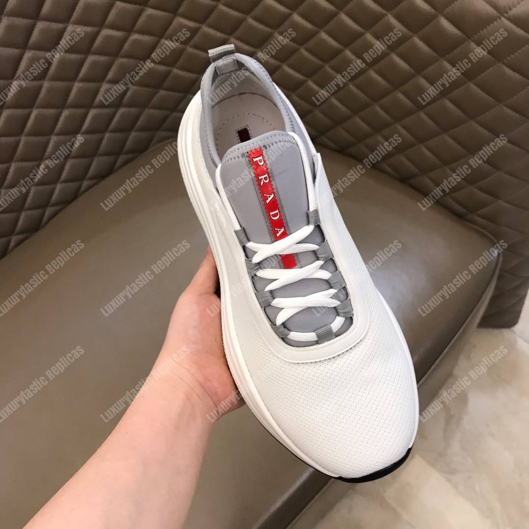 Pra*a mesh and neoprene sneakers grey
