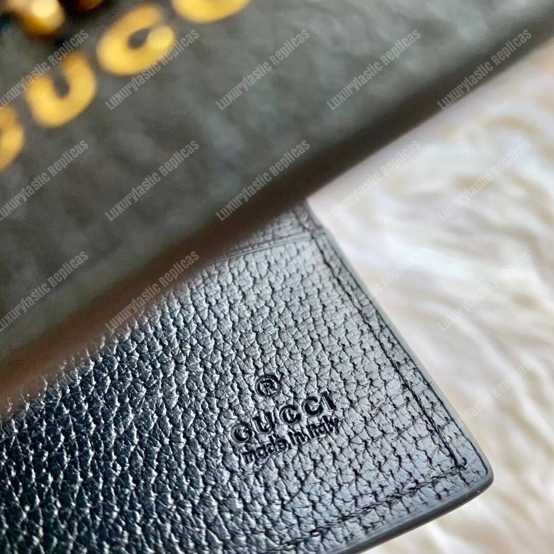 G*u*i animalier leather wallet bee metal detail black