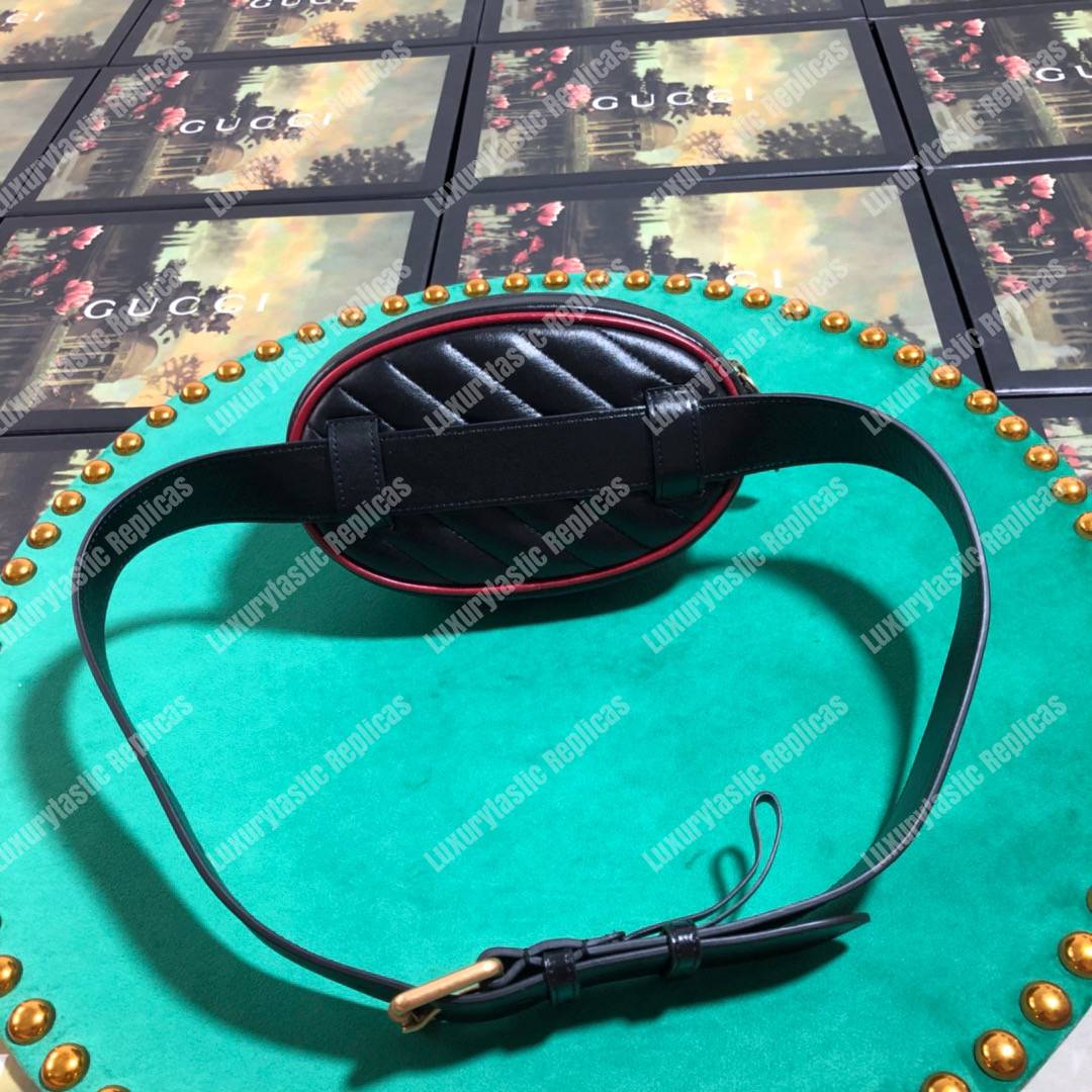 G*u*i gg marmont black cerise matelassé leather belt bag