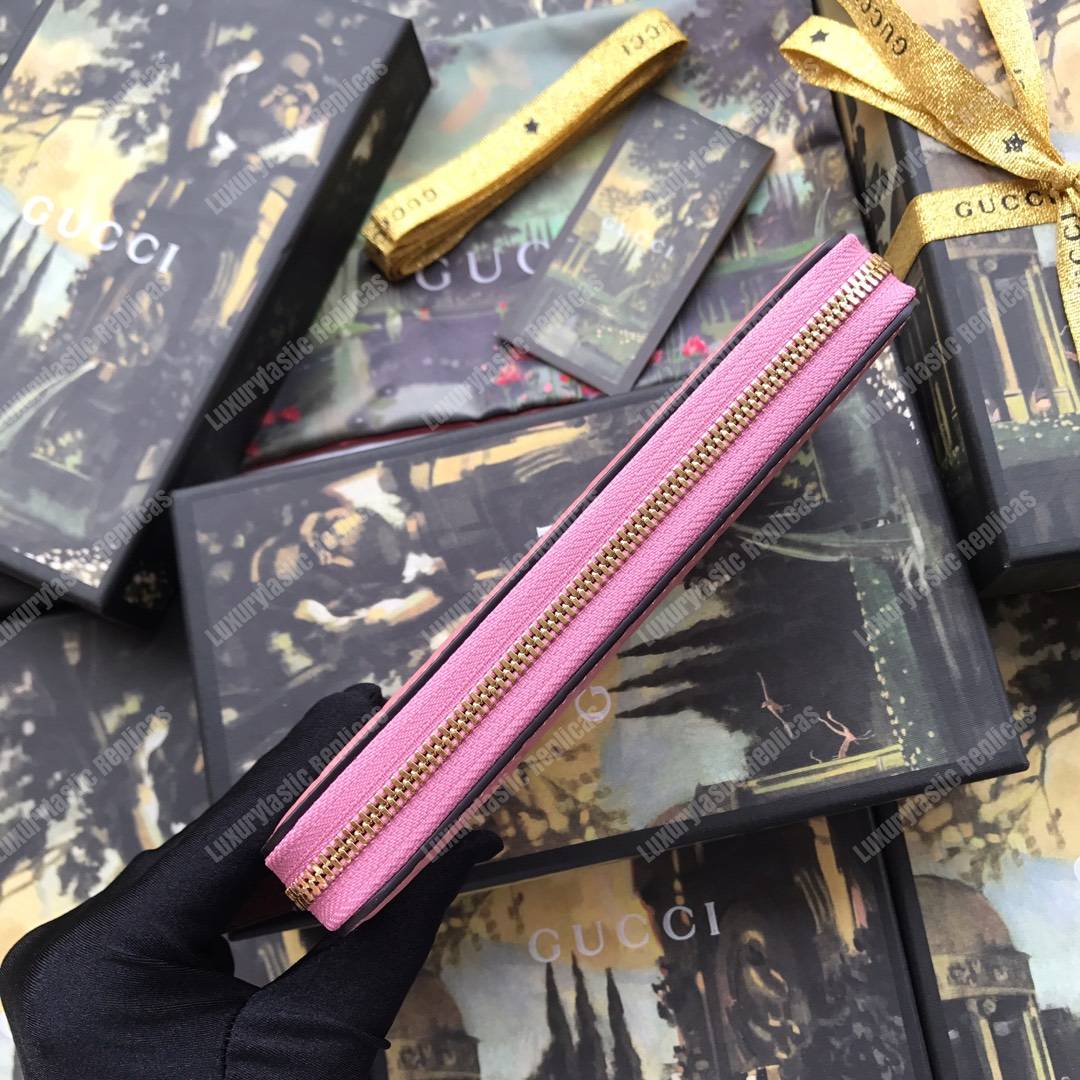 G*u*i signature zip around leather wallet pink