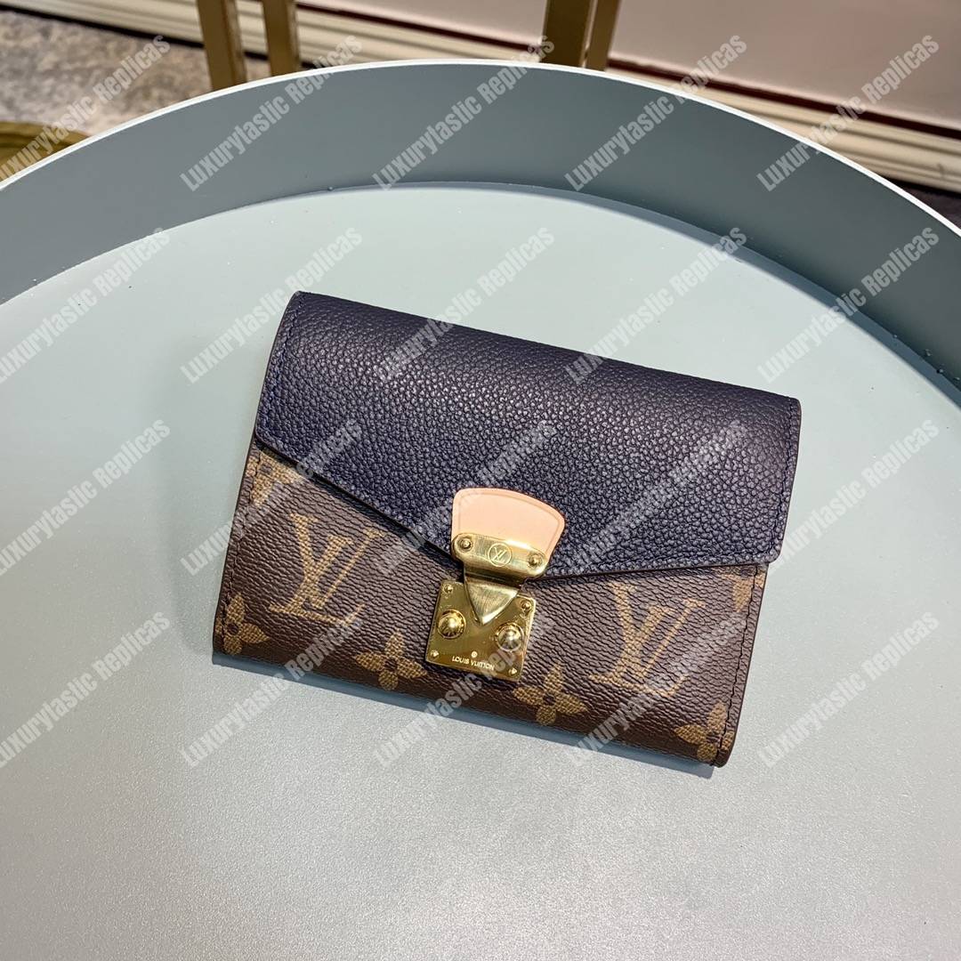 LV Pallas Compact Wallet Monogram Navy Blue