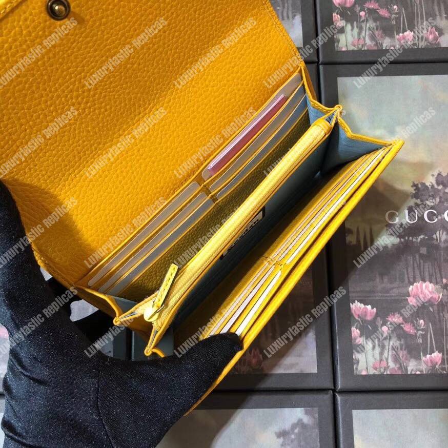 G*u*i garden leather continental wallet yellow with bat