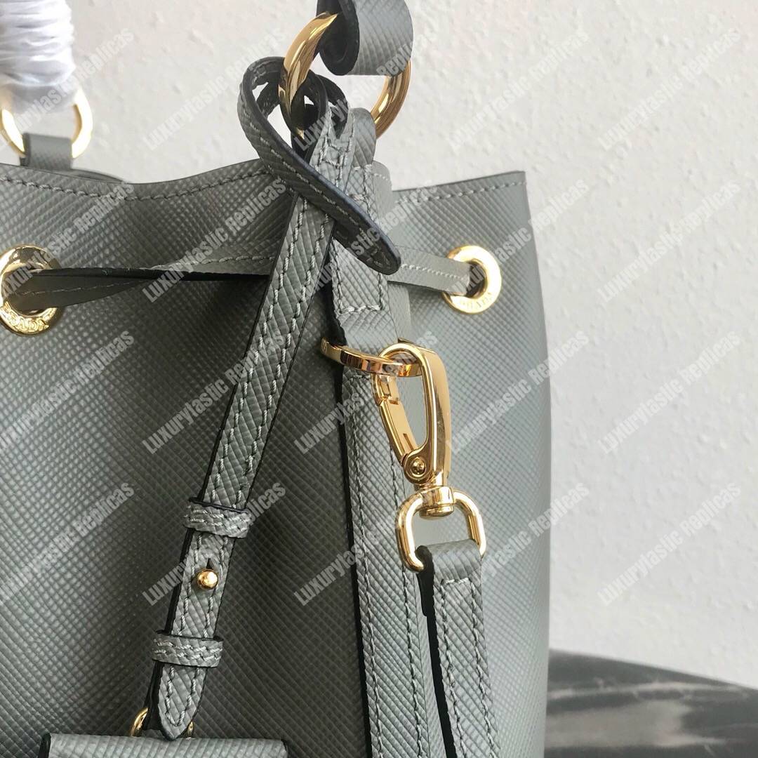 Pra*a saffiano leather bucket bag grey