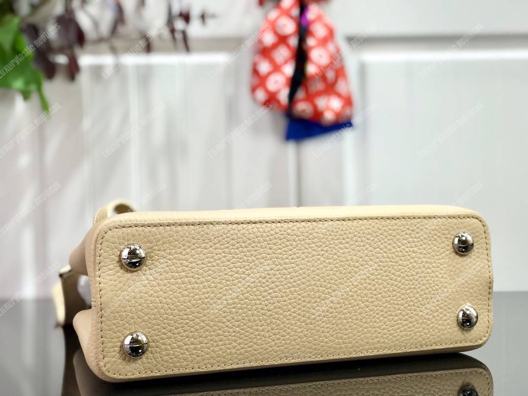 LV Capucines BB Taurillon Leather Python Galet Gray