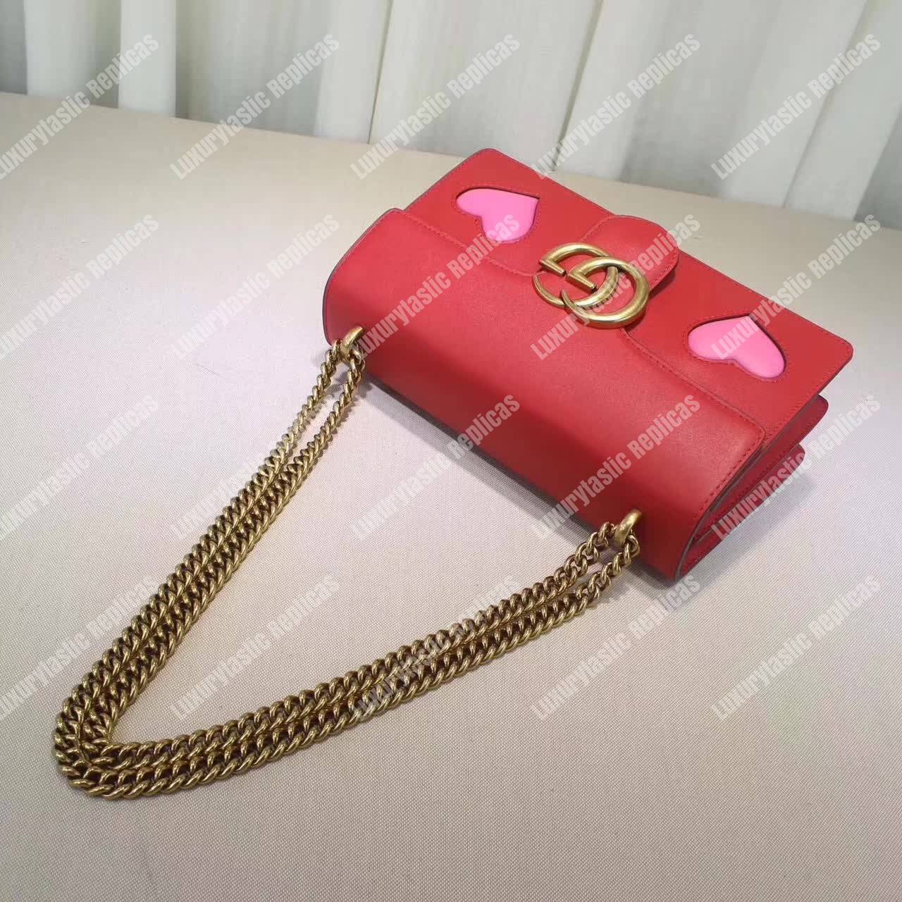 G*u*i gg marmont leather shoulder bag hearts red