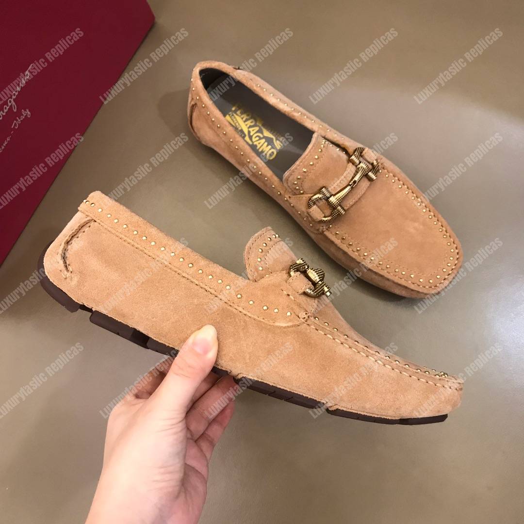 Salvatore Ferragamo Gancini Driving Shoe Baige