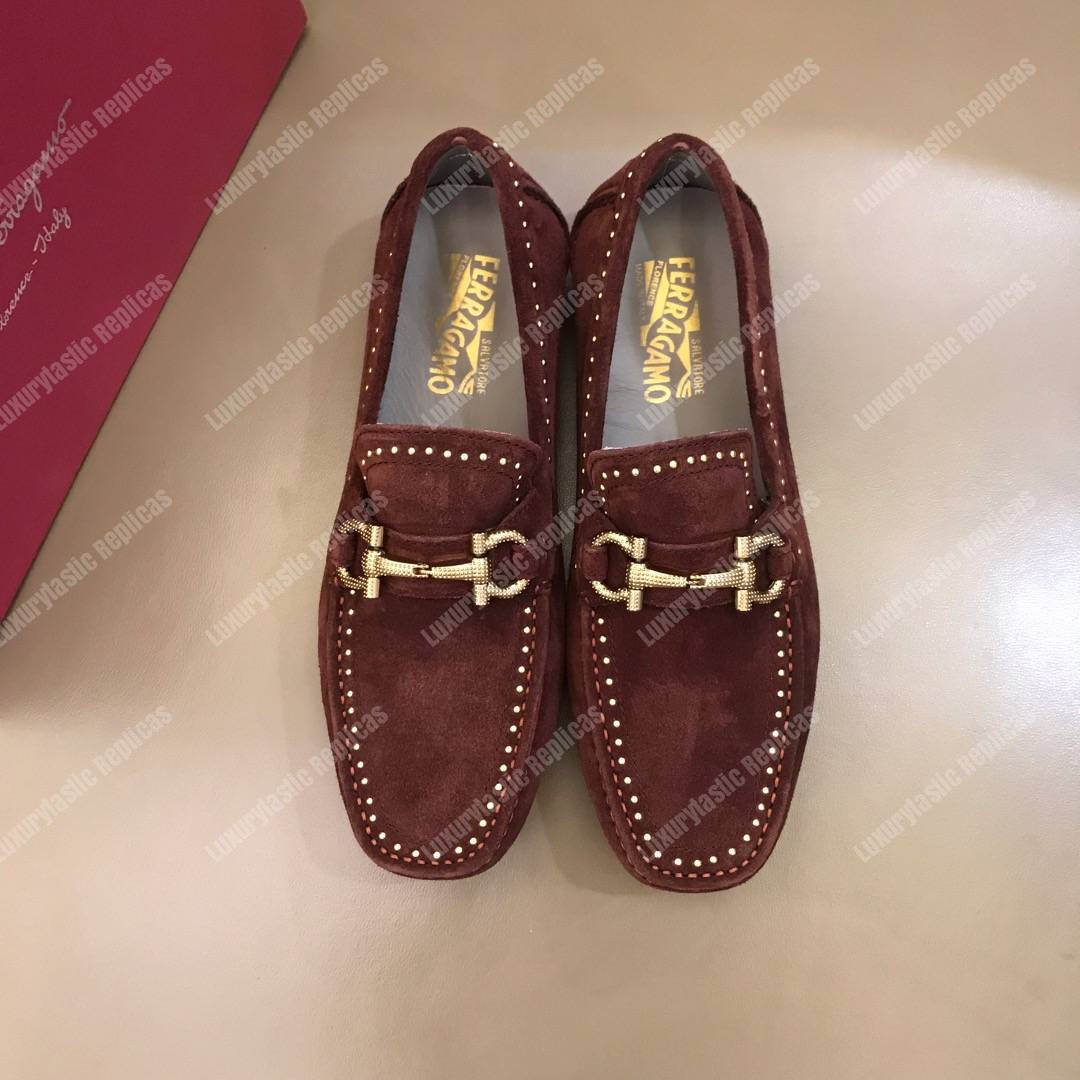 Salvatore Ferragamo Gancini Driving Shoe Maroon