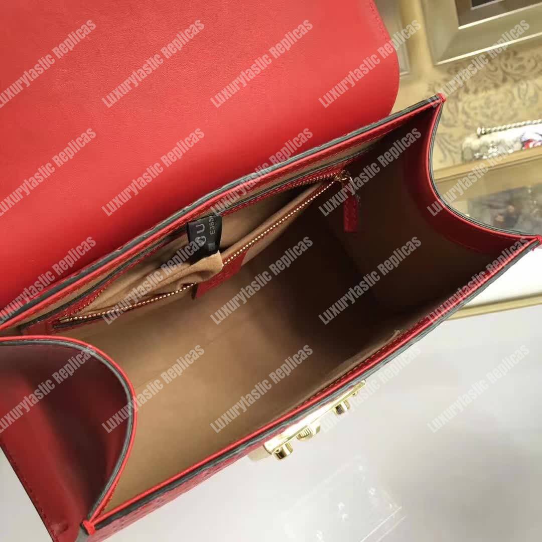 G*u*i padlock small signature top handle bag red