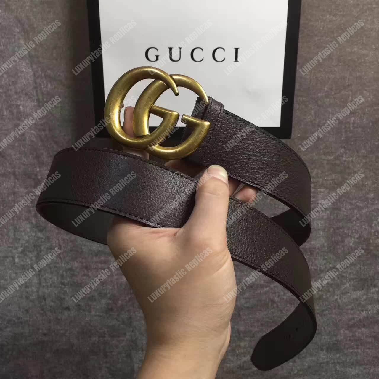 G*u*i brown leather belt with double g buckle