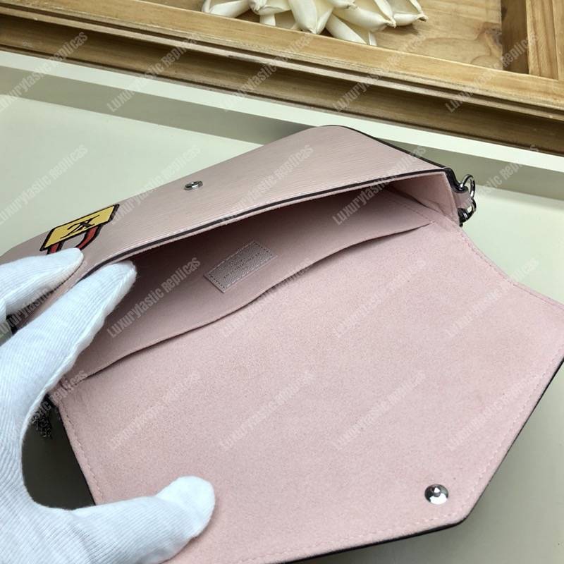 LV Special Edition Pochette Félicie Epi Leather Rose Ballerine
