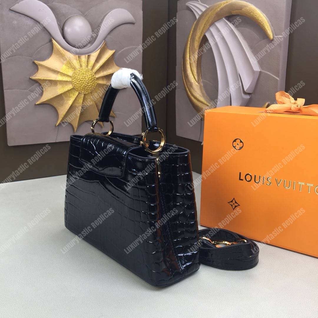 LV Capucines BB Crocodilien Brillant Noir
