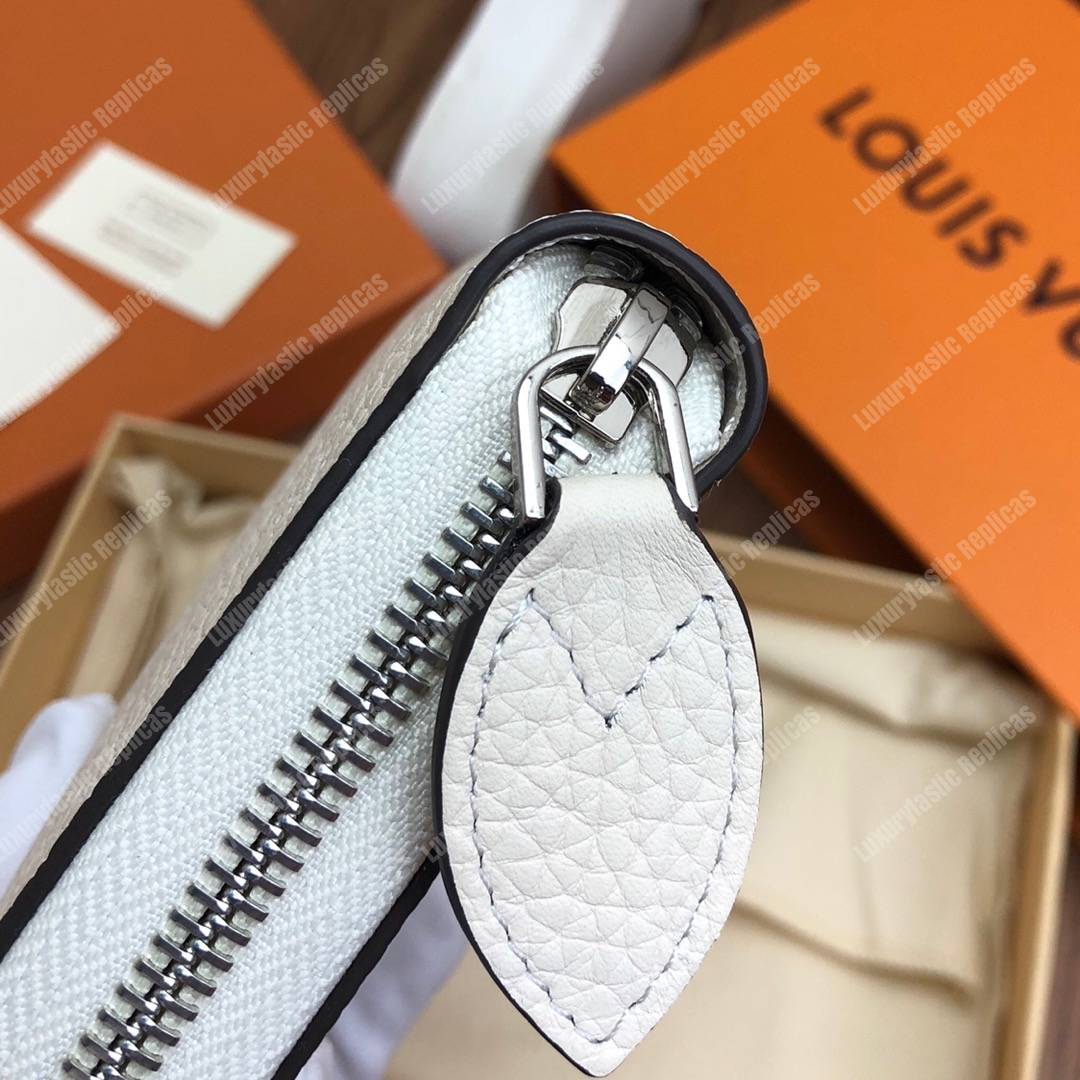 LV Zippy Wallet Mahina Leather Ivory