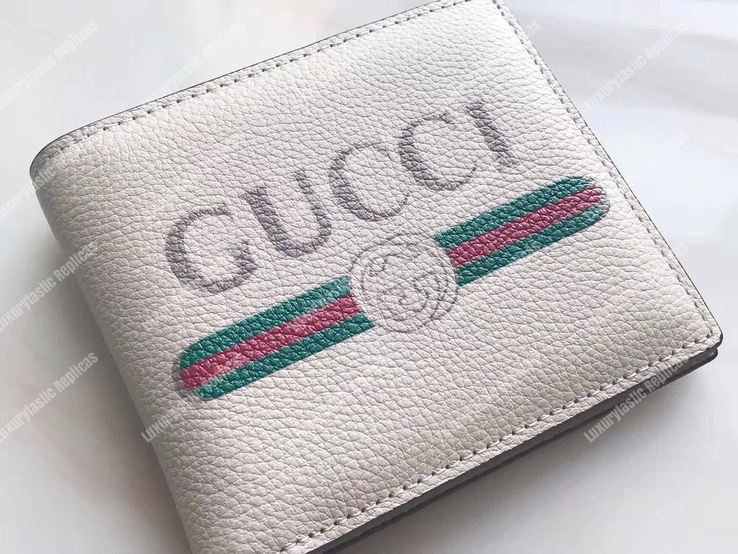 G*u*i print leather bi-fold wallet white