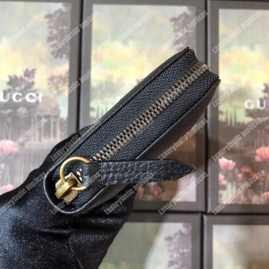 G*u*i garden leather zip around wallet black with butterfly