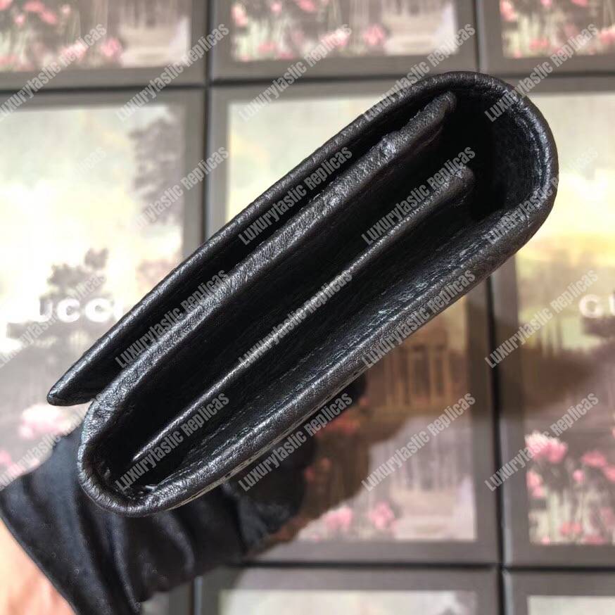 G*u*i garden leather continental wallet black with bat