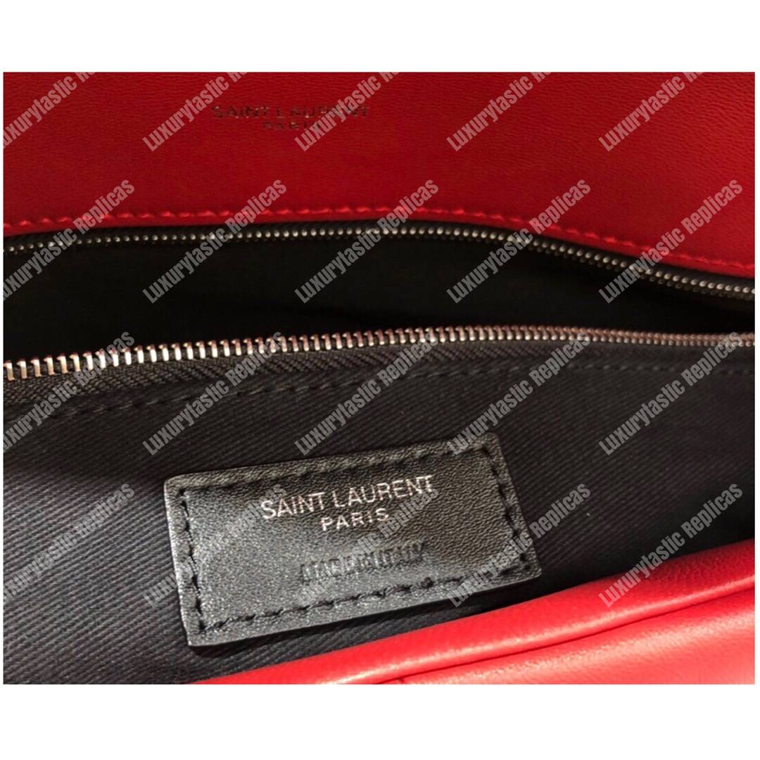 Saint Laurent Loulou Puffer Medium Bag In Quilted Lambskin Eros Red