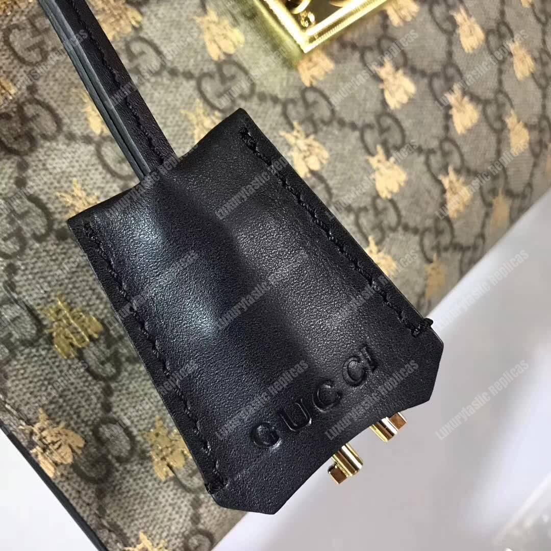 G*u*i padlock small gg bees shoulder bag black
