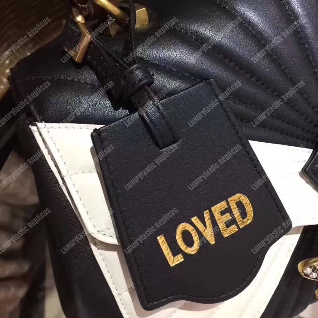 G*u*i queen margaret top handle bag black white