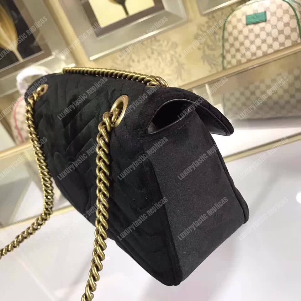 G*u*i gg marmont velvet shoulder bag black