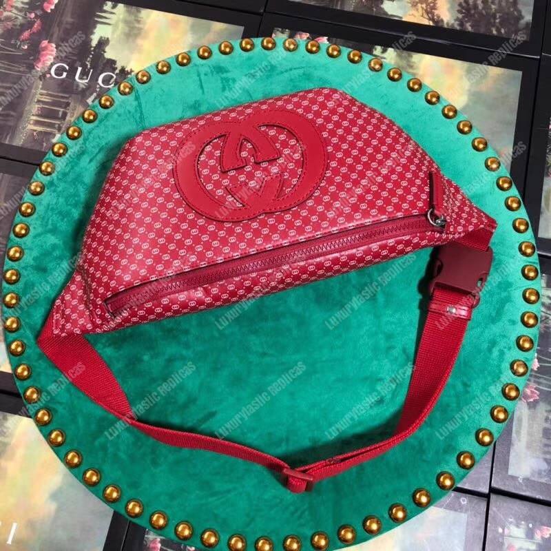 G*u*i G*u*i-dapper dan belt bag hibiscus red with white gg pattern