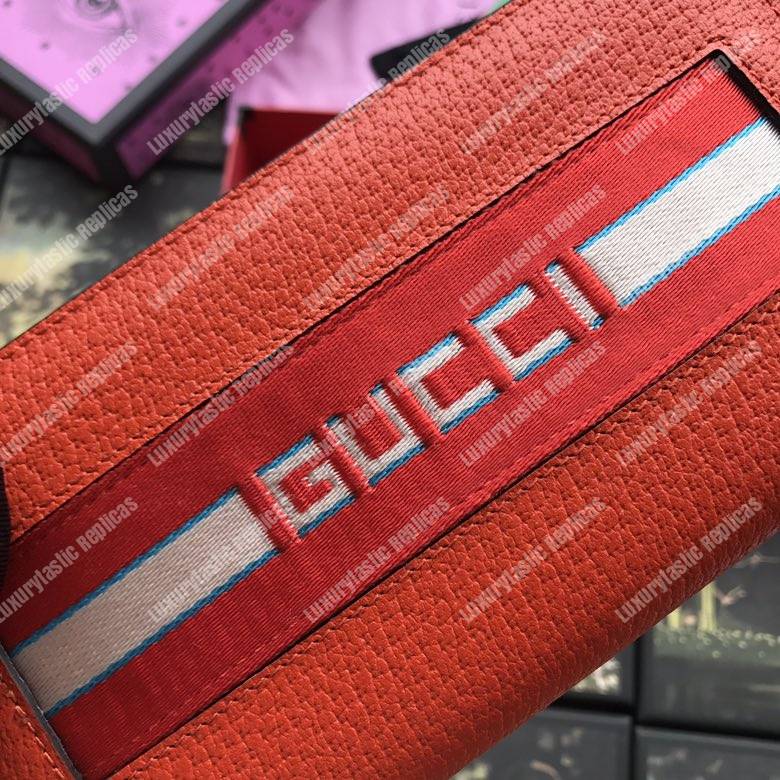 G*u*i stripe zip around leather wallet red