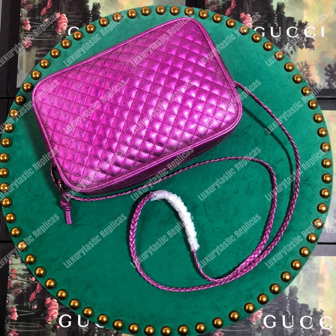 G*u*i laminated leather small shoulder bag purple