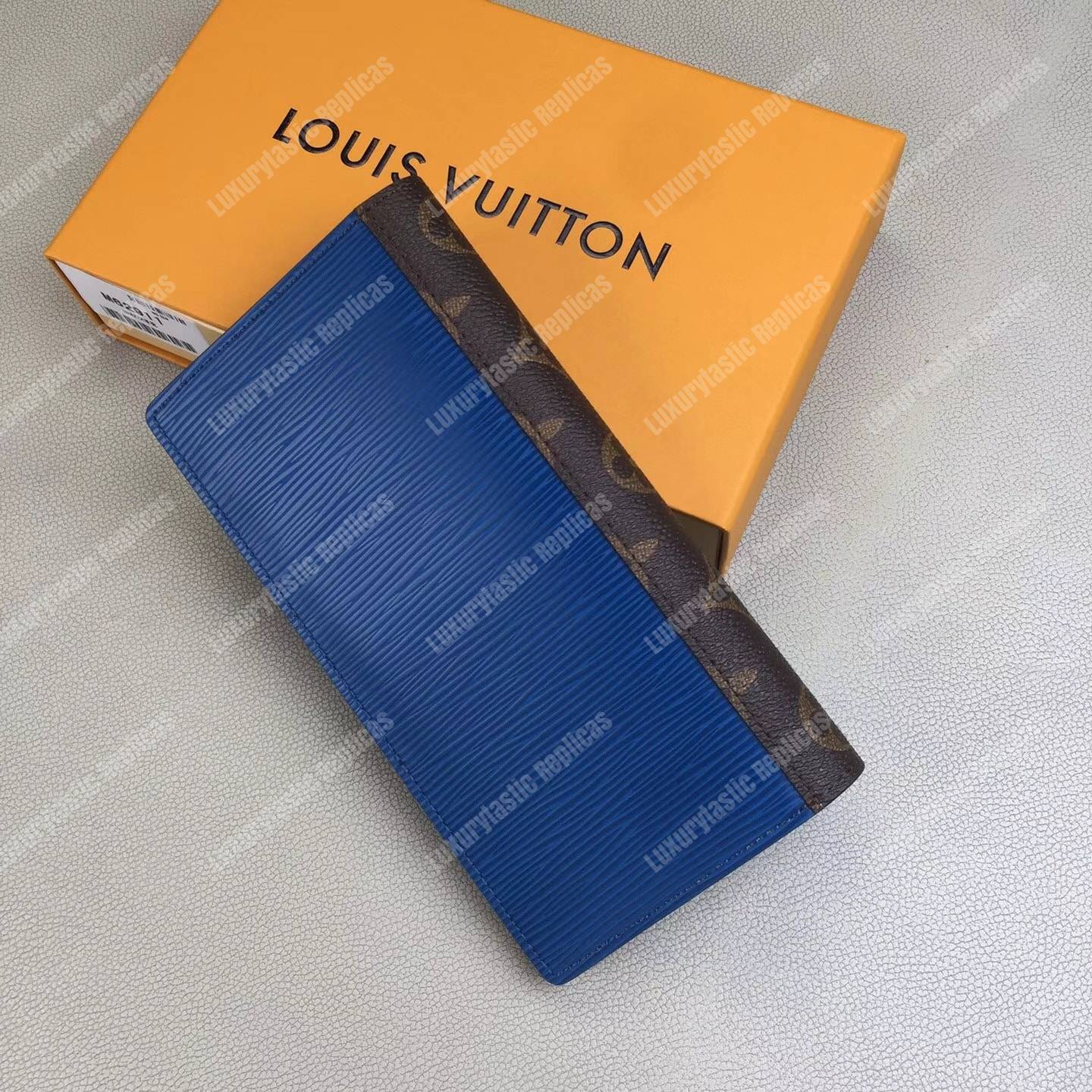 LV Brazza Wallet Epi Leather Blue
