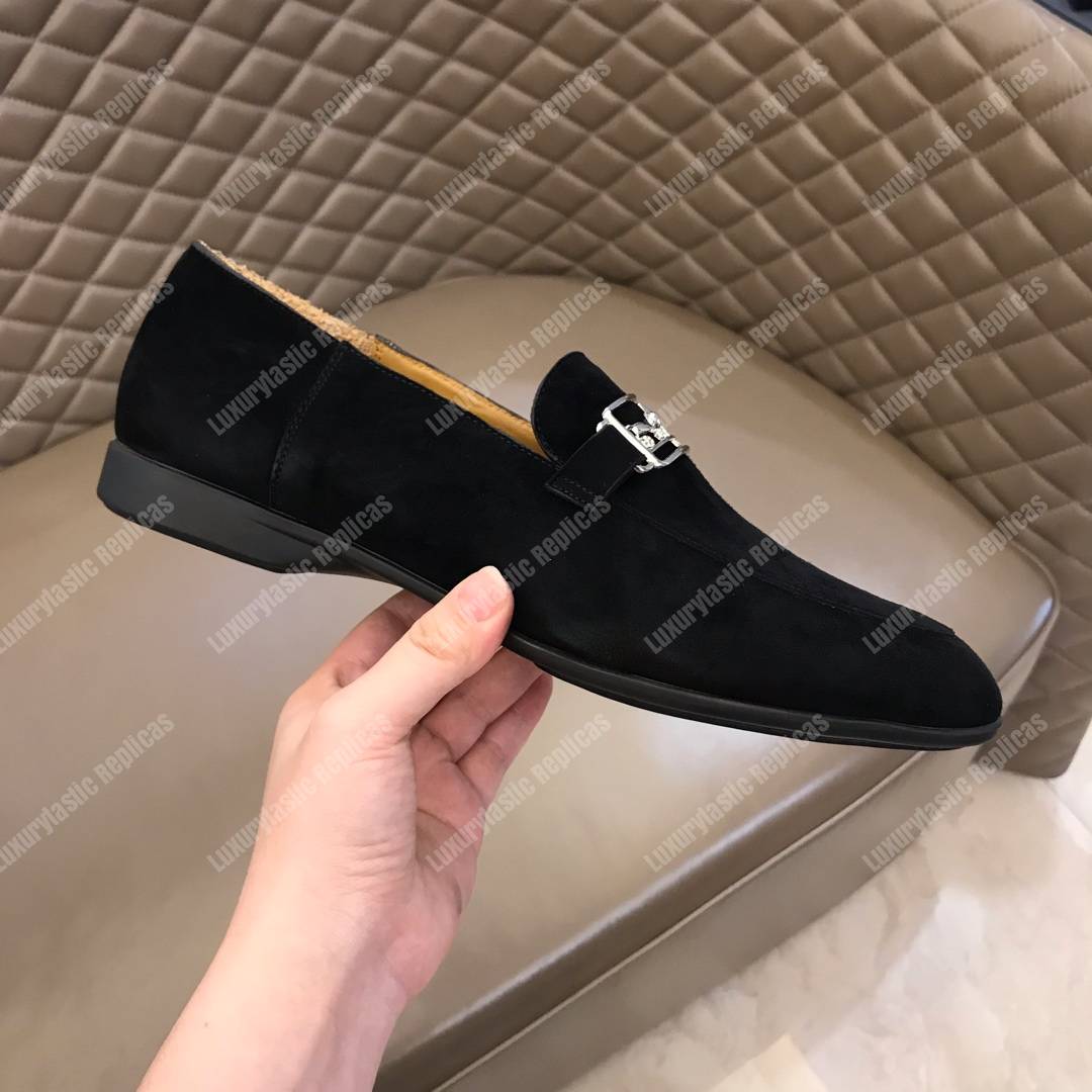 H**mes tenor loafer black velvet