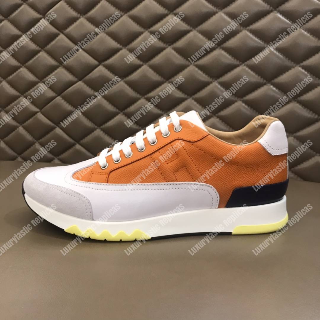 H**mes trail sneaker orange/white