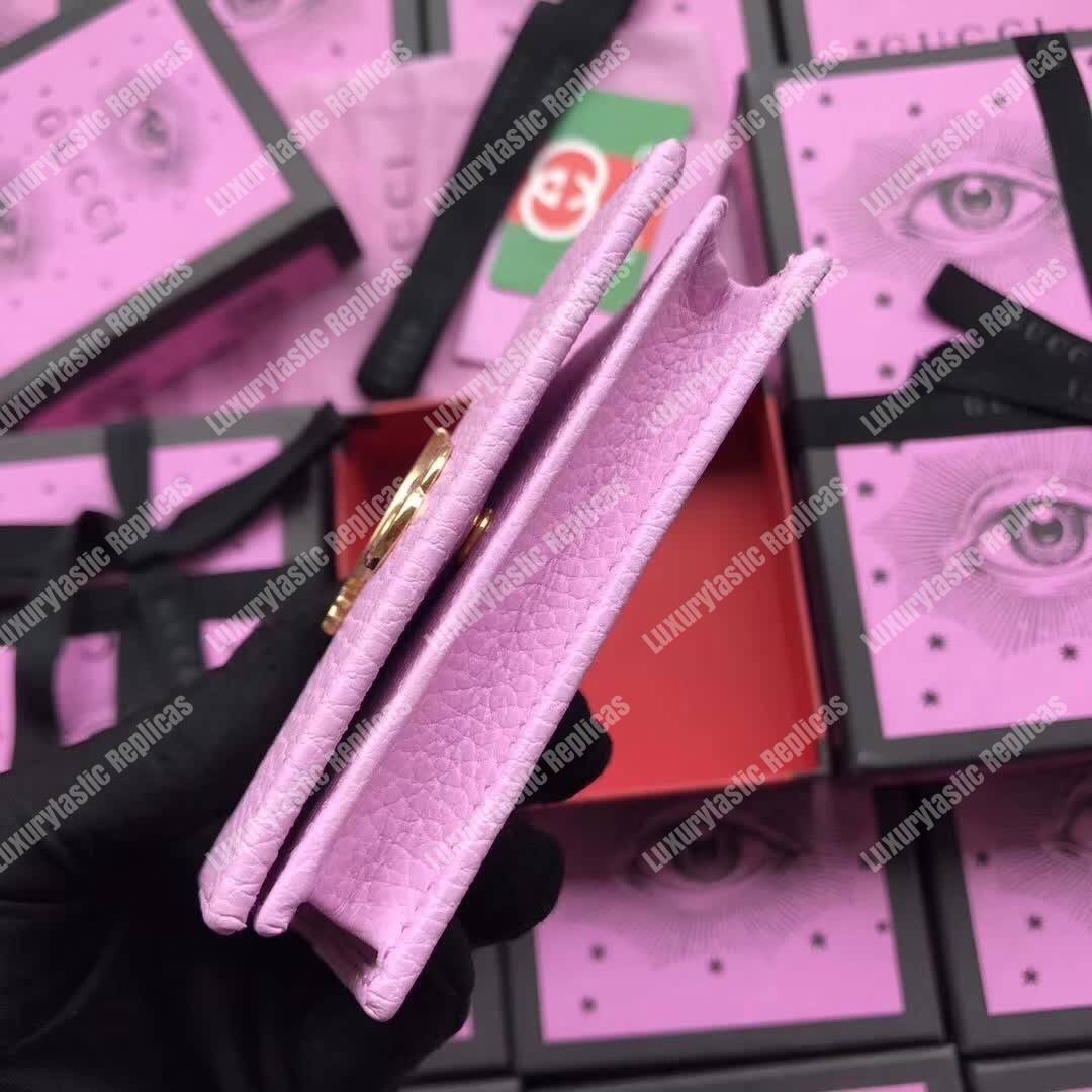 G*u*i leather card case with bosco pink