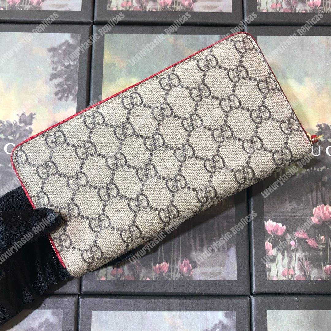 G*u*i gg sup*e zip around wallet with cat patch