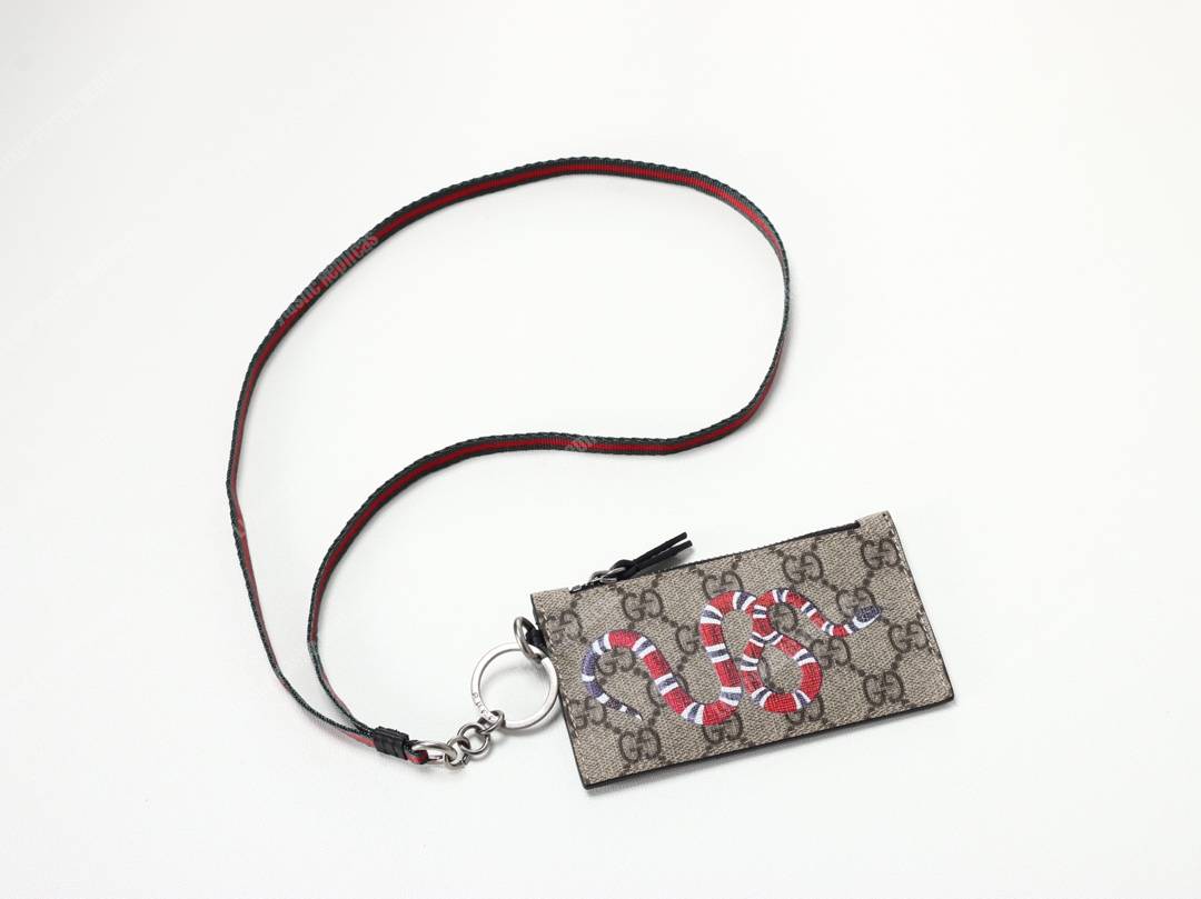 G*u*i kingsnake print gg sup*e card case keychain strap