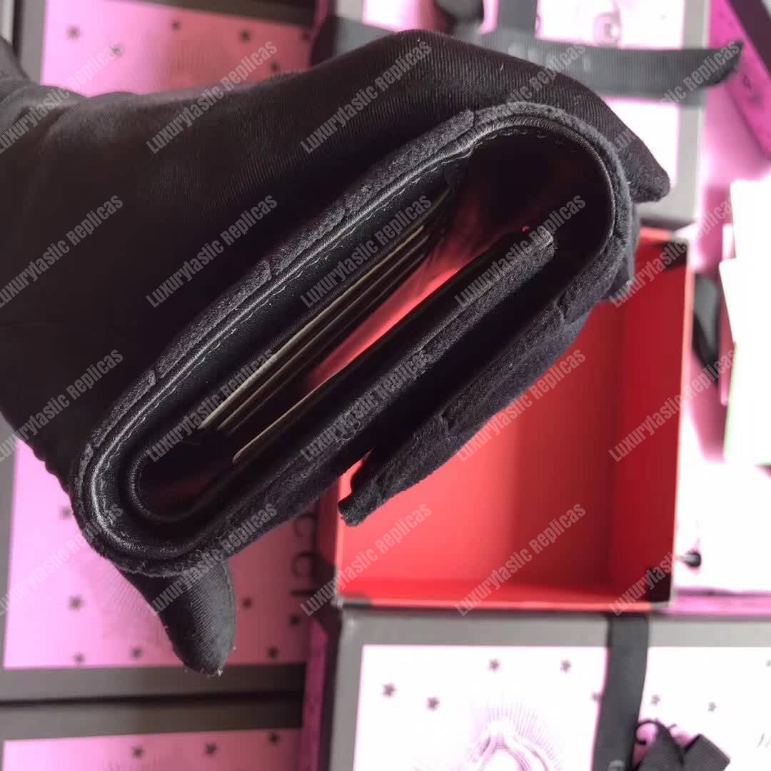 G*u*i gg marmont velvet flap wallet black
