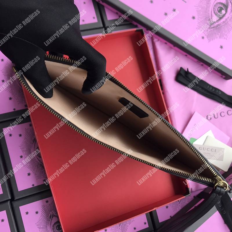 G*u*i bee leather pouch bag white/black