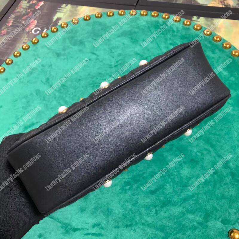 G*u*i gg marmont small matelassé shoulder bag with pearls black