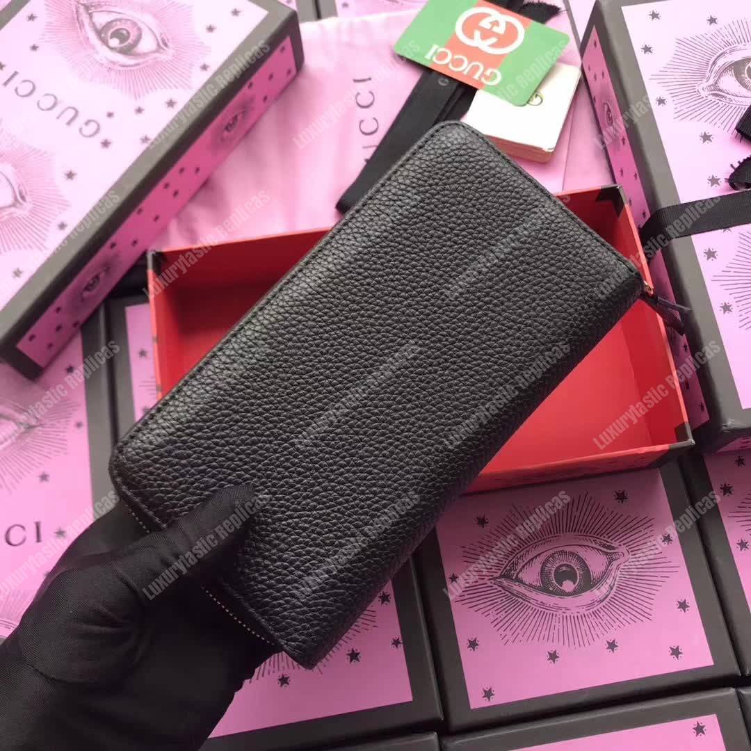 G*u*i leather zip around wallet with bosco in black