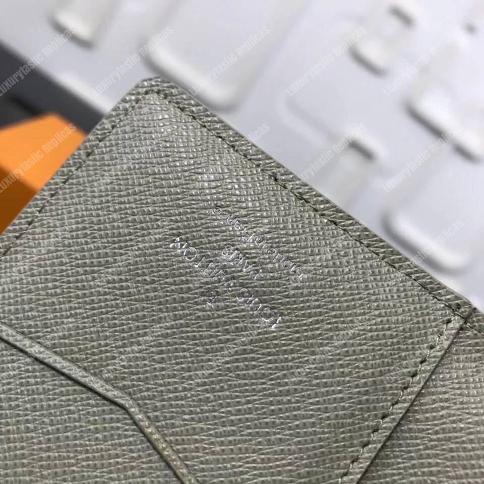 LV Pocket Organizer Taiga Leather Silver