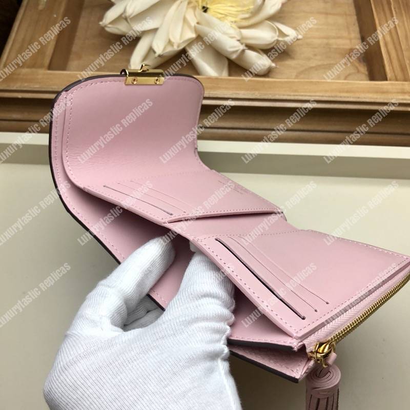 LV Croisette Compact Wallet Damier Ebene canvas w/ grained leather Magnolia