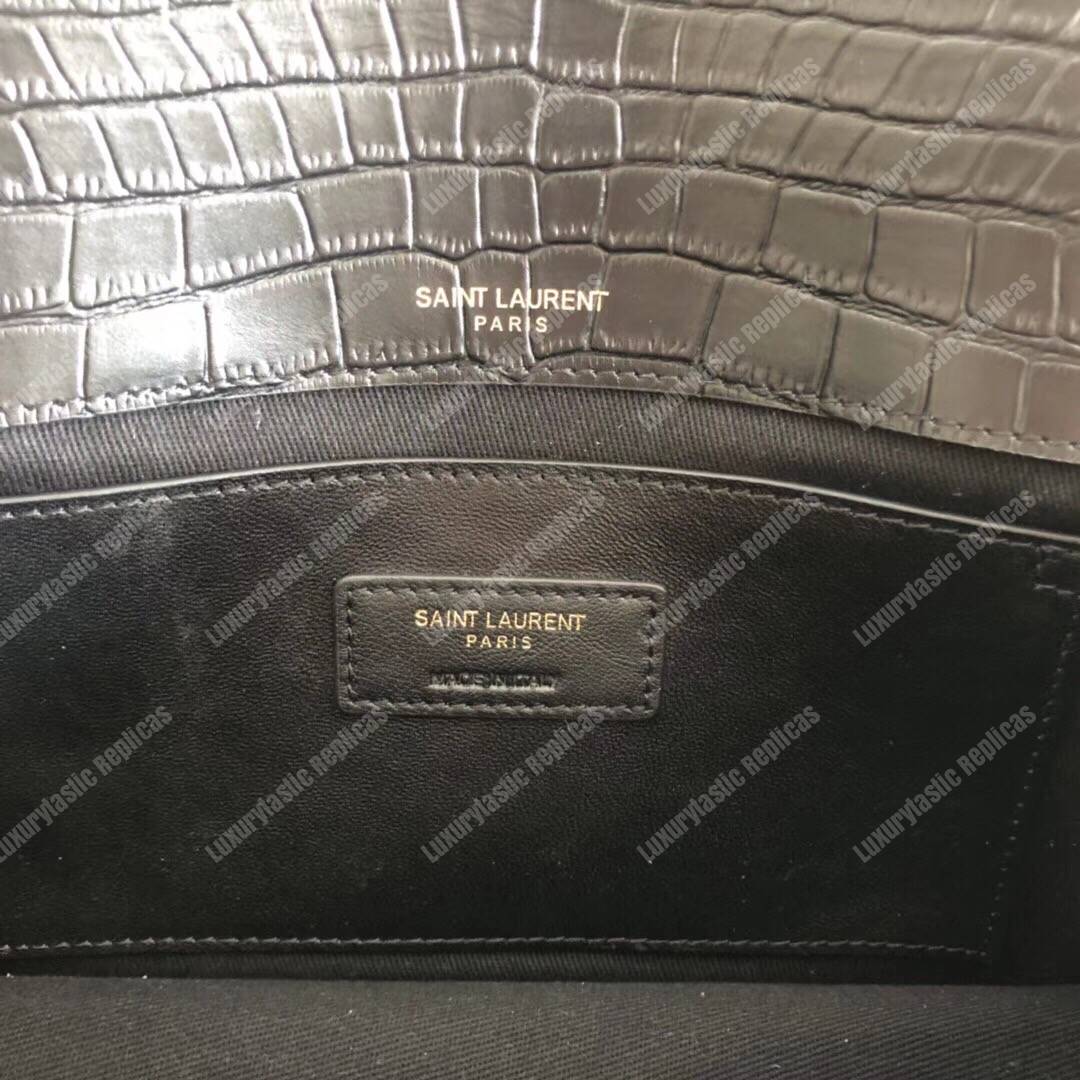 Saint Laurent Sunset Medium In Black Crocodile
